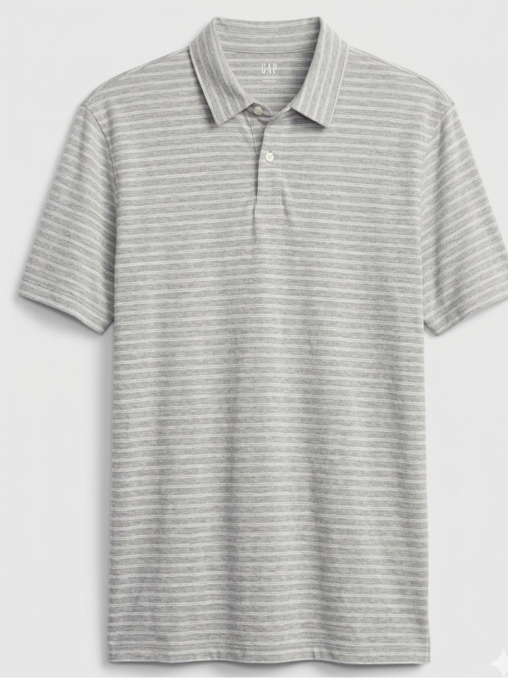GAP Men's Gray Heathered Stripe Polo